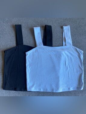Everyday Tank Crop Duo - Black & Light Blue